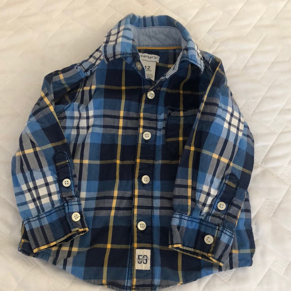 Baby boy button up plaid shirt